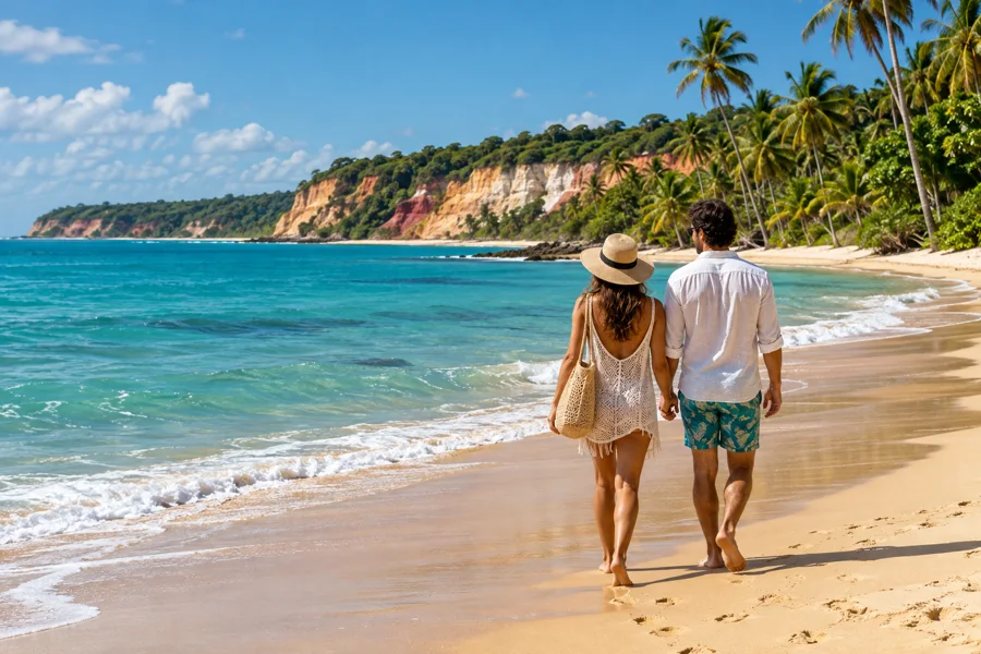 Passeio em uma praia da Bahia